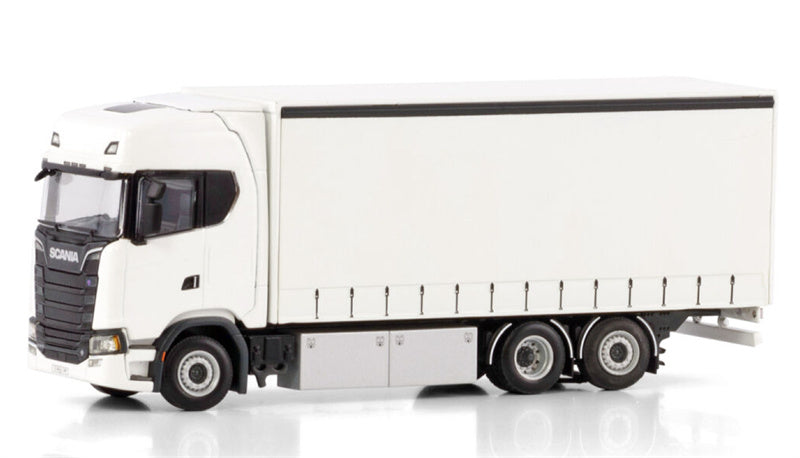 WSI SCANIA S HIGHLINE CS20H RIGED CURTAINSIDE TRUCK 6X2 TAG AXLE White Line 1:50 Truck Pre-built Model