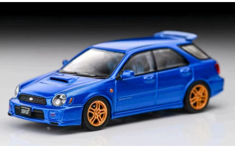 1:64 Subaru Impreza WRX STi 7 generations  Blue - Golden Wheel Furuya  Travel Edition DIECAST Model