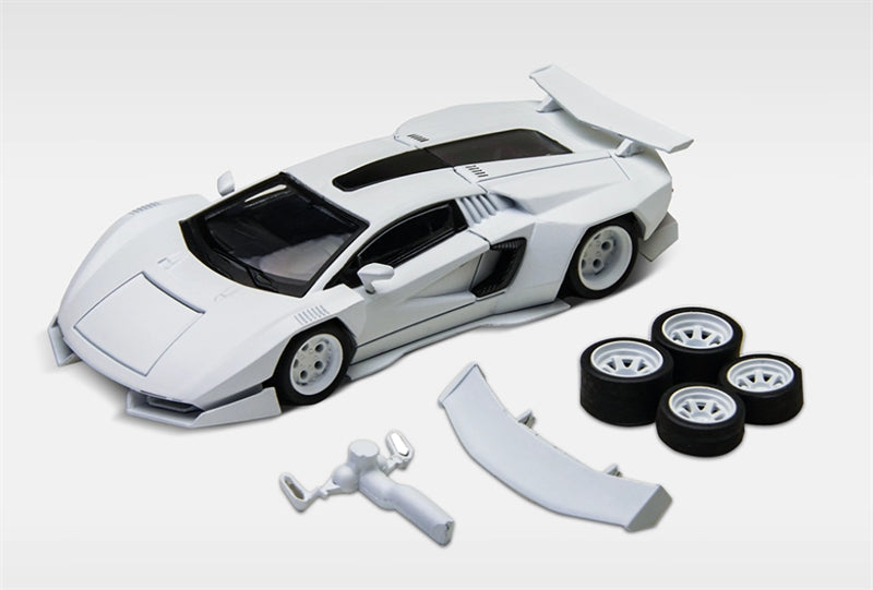 TIMEMICRO Lamborghini Countach Modified White PSC Design 1:64 Car Pre-built Model view1