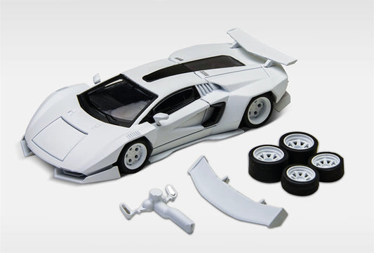 TIMEMICRO Lamborghini Countach Modified White PSC Design 1:64 Car Pre-built Model view1
