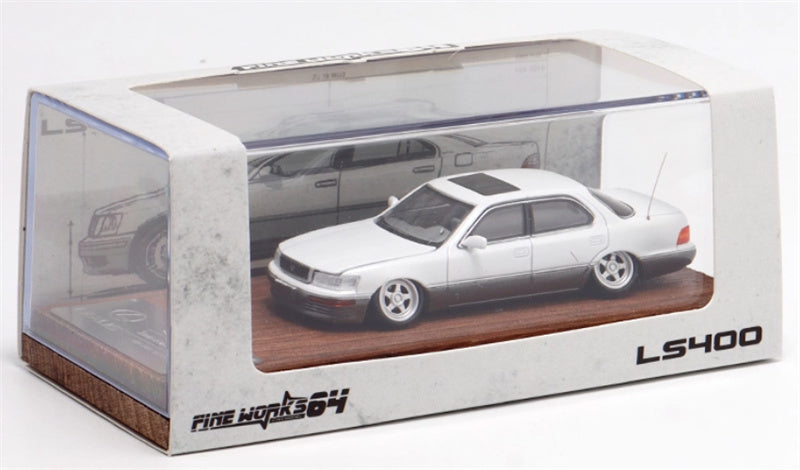 Fine works 64 Lexus LS400 White w/ gray skirt edge Low lying wheels Limited Edition 500PCS ONLY 1:64 Car Pre-built Model view7