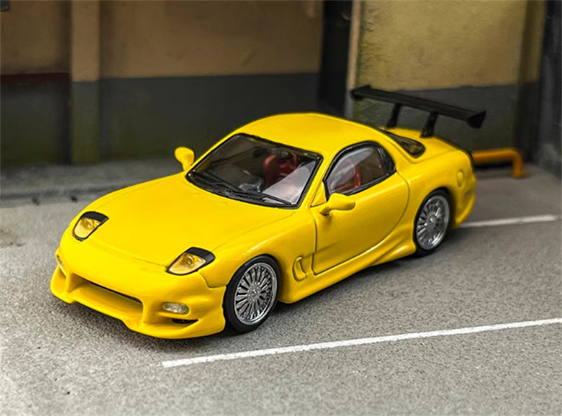 Mortal Mazda RX7 Veilside Limited Edition yellow 1:64 Car Pre-built Model view5