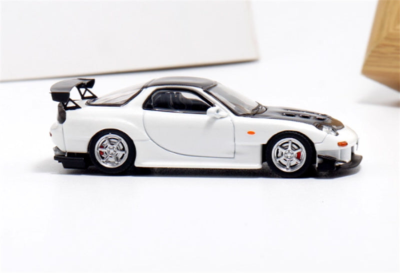 mymodelcollect Mazda RX-7 FD3S White carbon Hood 1:64 Car Pre-built Model view3