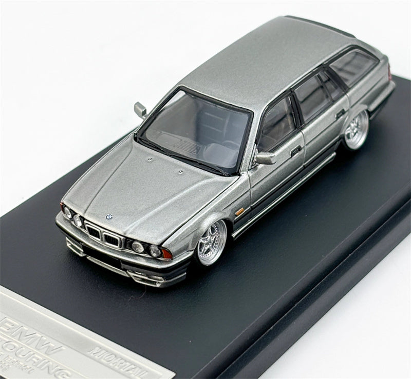Mortal BMW E34 TOURING 5 Series wagon Grey Lowered Version Limited Edition 799PCS ONLY 1:64 Car Pre-built Model view6