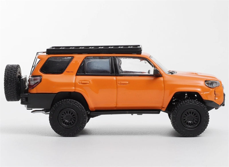 GCD Toyota 4Runner TRD PRO Overland SUV Modified Version Orange w/ 18 Parts LHD 1:64 Car Pre-built Model view2
