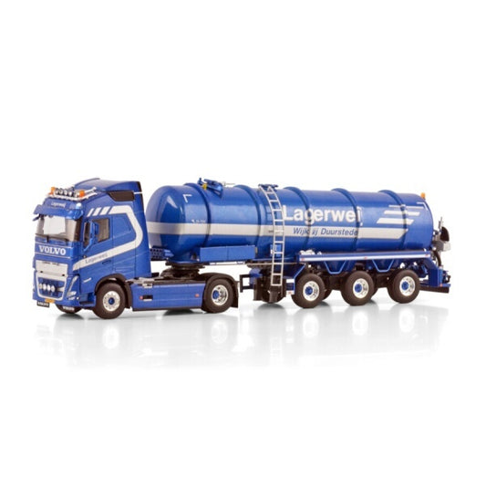1:50 VOLVO LAGERWEIJ FH5 4X2 TANK TRAILER 3 AXLE WSI  Blue Diecast Model