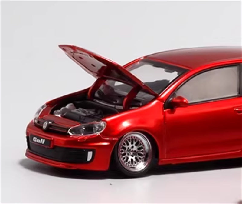 Max well Volkswagen Golf GTI 6th generation Red BBS wheel low stance 1:64 Car Pre-built Airliner Model Display view3