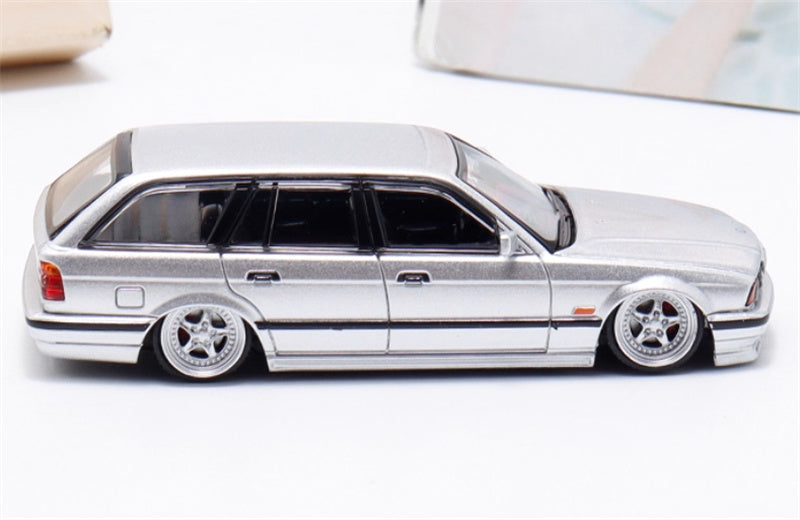 Mortal BMW E34 TOURING 5 Series Silver Lowered Version Limited Edition 799PCS ONLY 1:64 Car Pre-built Model view4