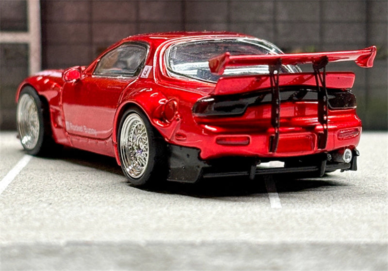 Master Mazda RX-7 FC3S Rocket Runny Pandem Transparent Red Limited Edition 1:64 Car Pre-built Airliner Model Display view6