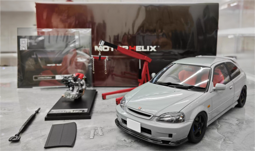 Motorhelix Honda Civic Type R EK9 Grey Global Limited Edition 499PCS ONLY 1:18 Car Pre-built Model view2