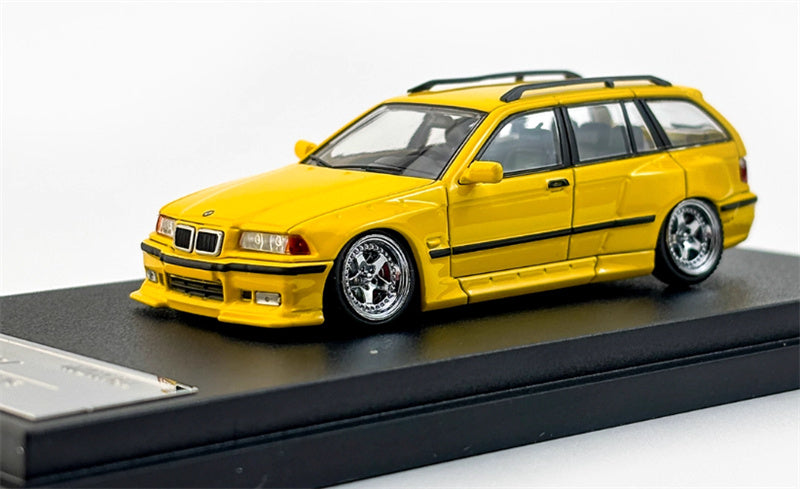 Mortal Third Generation BMW 3 Series E36 Four-Door Touring Yellow Lowered Version Limited Edition 499PCS ONLY 1:64 Car Pre-built Model view7