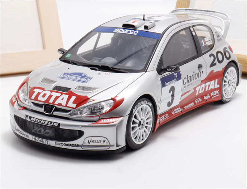 1:18 PEUGEOT 206 WRC PANIZZI TDC Rally 2002 silver gray  OTTO Limited Edition 2000PCS ONLY Resin Car Model