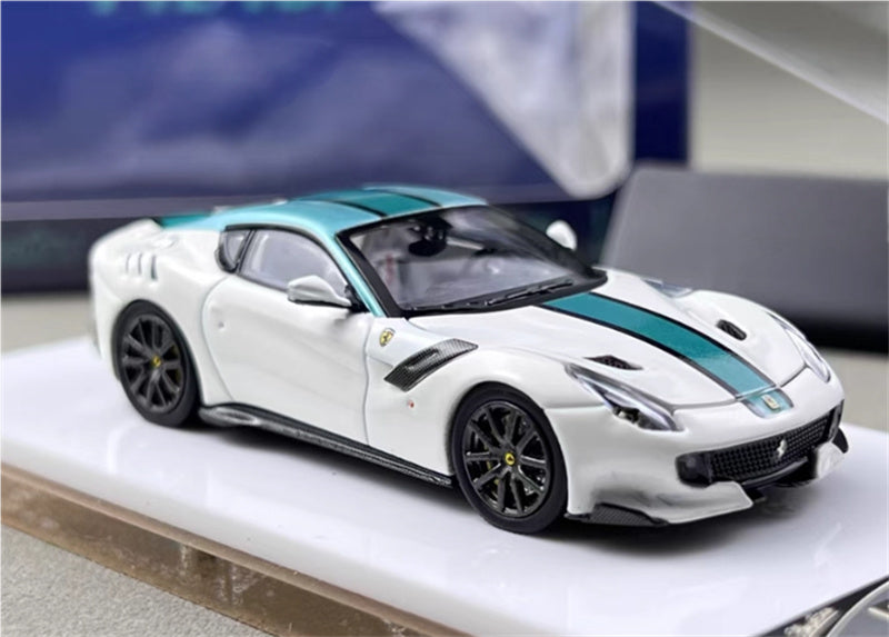 Stance Hunters Ferrari F12 TDF Supercar Limited Edition 499PCS ONLY White - green stripes 1:64 Car Pre-built Model view5