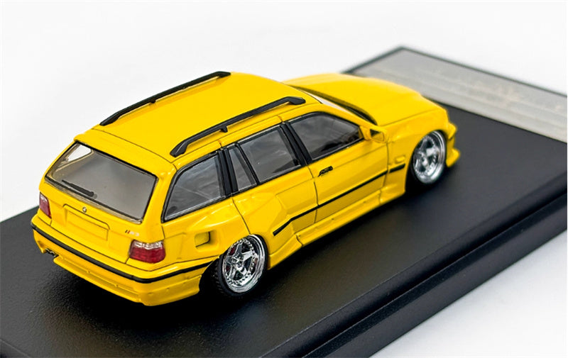 Mortal Third Generation BMW 3 Series E36 Four-Door Touring Yellow Lowered Version Limited Edition 499PCS ONLY 1:64 Car Pre-built Model view4