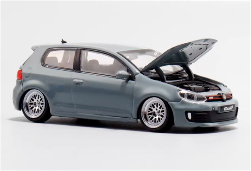 Max well Volkswagen Golf GTI 6th generation cement gray BBS wheel low stance 1:64 Car Pre-built Airliner Model Display view3