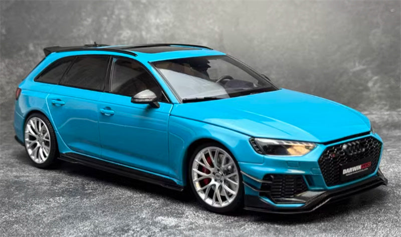 Kiloworks AUDI RS4 Avant Darwin Pro Flowing Blue 1:18 Car Pre-built Model