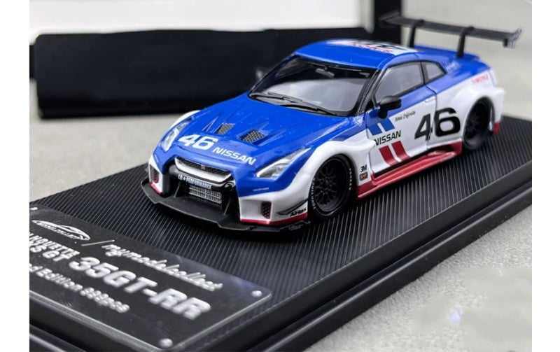 1:64 Nissan 35GT-RR  Blue and White 46 mymodelcollect  Limited Edition 999PCS ONLY DIECAST Model