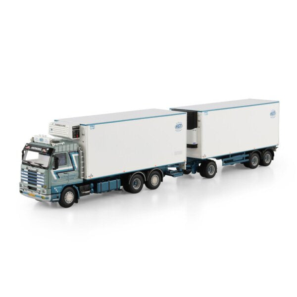 1:50 SCANIA HGT 3 Series 6X2 REEFER DRAWBAR TURNTABLE TRAILER 6 AXLE WSI Diecast Model