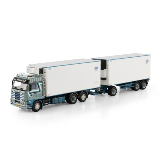 1:50 SCANIA HGT 3 Series 6X2 REEFER DRAWBAR TURNTABLE TRAILER 6 AXLE WSI Diecast Model