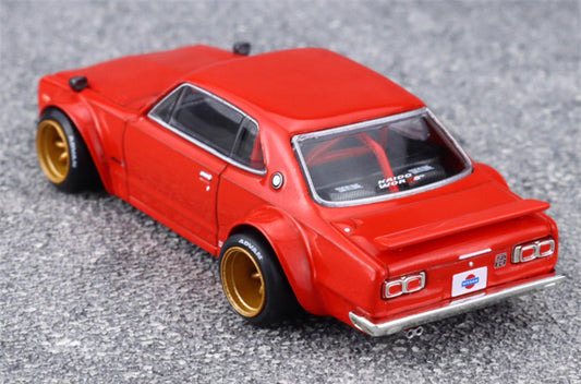 KaidoHouse x MiniGT Nissan Skyline 2000GT-R KPGC10 Kaido Street V1 red color box packaging 1:64 Car Pre-built Model view2