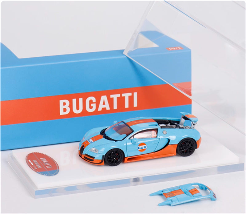 Mortal Bugatti Veyron Gulf Black Wheel Weihang Limited Edition 799PCS ONLY 1:64 Car Pre-built Model view6