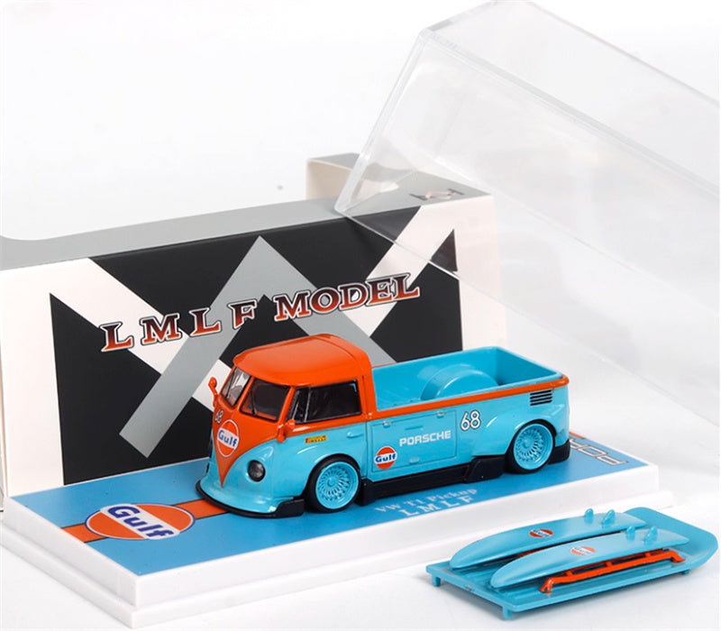 LMLF MODEL Volkswagen T1 Kombi wide body pickup truck with lid Gulf 1:64 Truck Pre-built Model view6