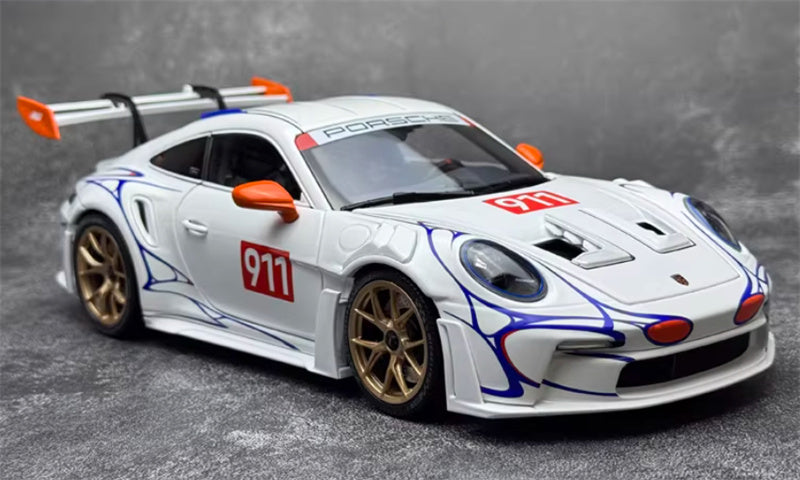 1:18 PORSCHE 911 (992) GT3 RS 2023 White Orange Decor  MINICHAMPS  DIECAST Car Model