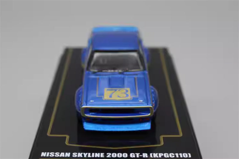 INNO64 Nissan Skyline 2000 GT-R (KPGC110) Blue # 73 1:64 car Pre-built Model view5