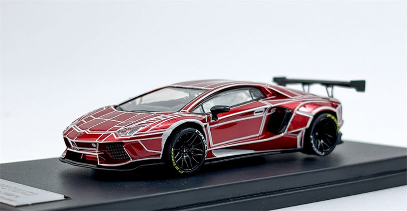 KING MODEL Lamborghini LP700 AVENTADOR Burst Pattern Luminous Edition Electroplated Red 1:64 Car Pre-built Model view9