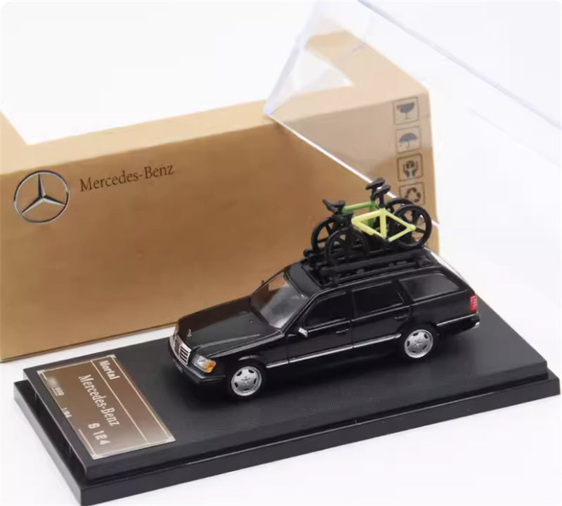 Mortal Mercedes Benz E-Class E300 station wagon S124 with 2 bicycles and luggage rack Black - Silver Wheel Regular Edition Limited Edition 599PCS ONLY 1:64 Car Pre-built Model view8