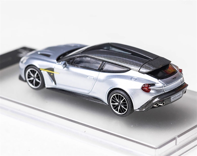 KING MODEL Aston Martin Vanquish Zagato Bright Silver Limited Edition 333PCS ONLY 1:64 Car Pre-built Model view4