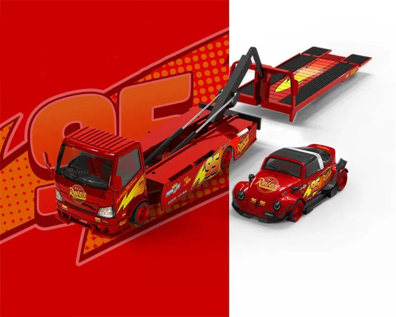 1:64 Hino H300 VW Beetle Car & Tailer Set Red COOL.CAR Limited Edition 999PCS ONLY DIECAST Model