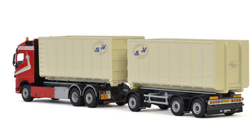 WSI VOLVO FH 4 GLOBETROTTER 6X2 TAG AXLE RIGED COMBI HOOKLIFT SYSTEM VAN STRAALEN DE VRIES 1/50 Truck Pre-built Model