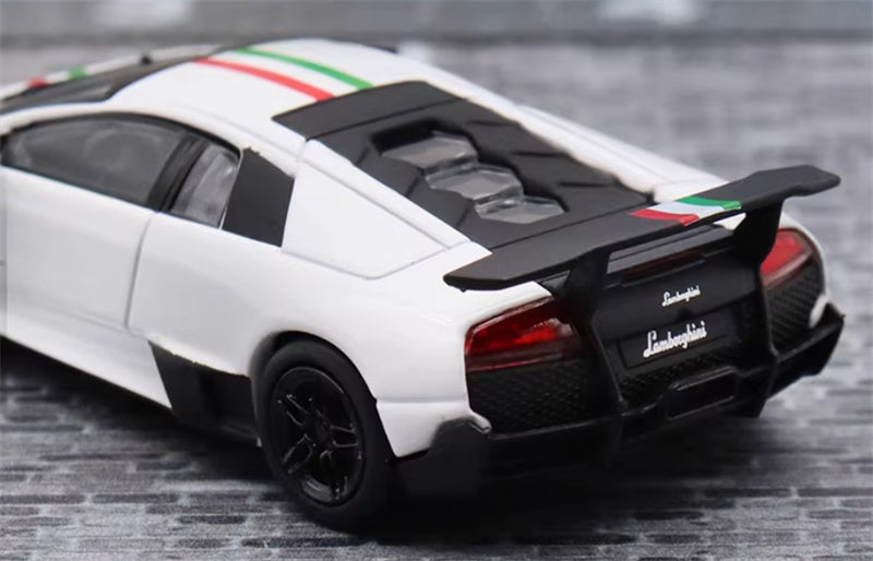 Max well Lamborghini Murcielago LP670-4 SV White w/ Stripe Version 1:64 Car Pre-built Airliner Model Display view9