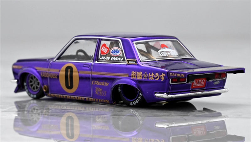 KaidoHouse x MiniGT DATSUN 510 #0 PRO STREET ANNIVERSARY EDITION Electroplating Purple color box packaging 1:64 Car Pre-built Model view5