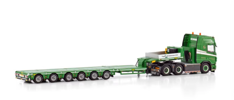 WSI  SCANIA R HIGHLINE CR20H 6X4 BROSHUIS SL 100 TONNER - 6 AXLE TAGE KRISTENSEN 1:50 DIECAST Car