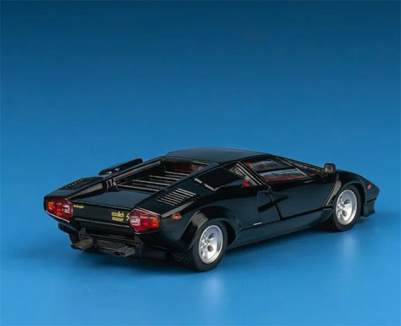Findclassically Lamborghini Countach LP5000S Filp-Up Light Metallic Black no spoiler 1:64 car Pre-built Model view5