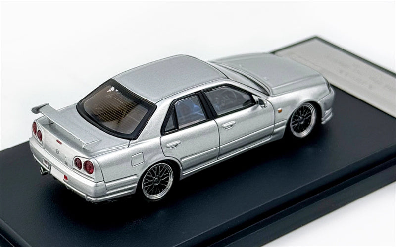 Mortal Nissan GTR ER34 25GT SKYLINE URAS Modified Edition BBS Wheel Silver Limited Edition 1:64 Car Pre-built Model view2