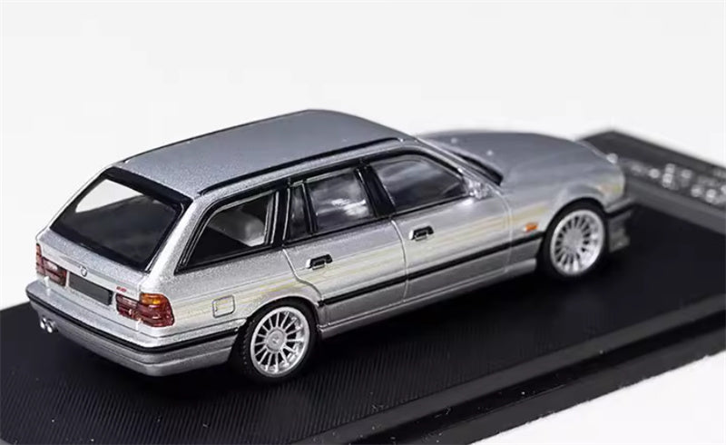 Mortal BMW E34 ALPINA B10 TOURING 5 Series wagon silver Gold Strip Limited Edition 999PCS ONLY 1:64 Car Pre-built Model view5