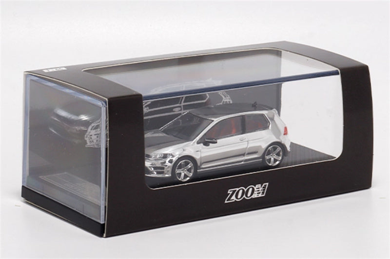 ZOOM Volkswagen Golf 7R Small Steel Cannon silver plating 1:64 Car Pre-built Model view5