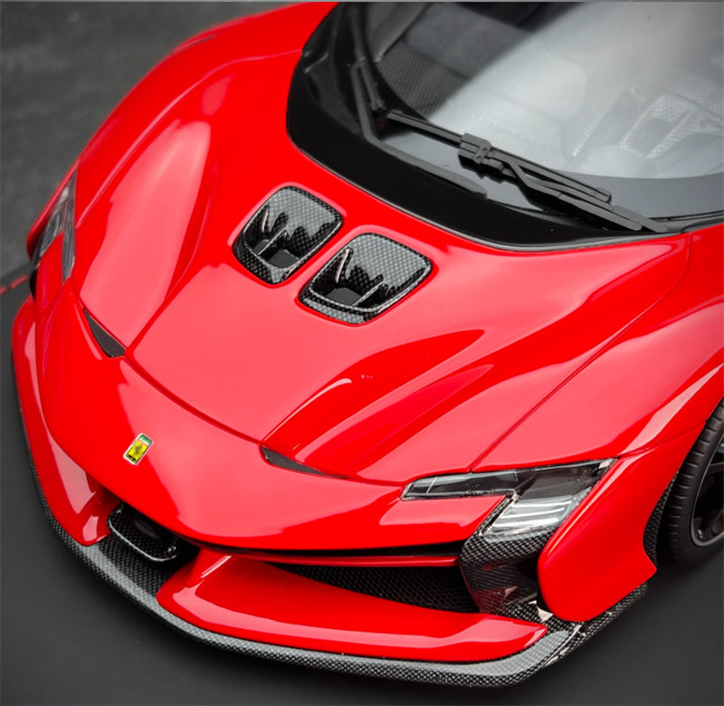 BBR MODELS Ferrari SF90XX Spider Rosso Crosa Limited Edition 150PCS ONLY Leather base 1:18 Car Pre-built Model view12