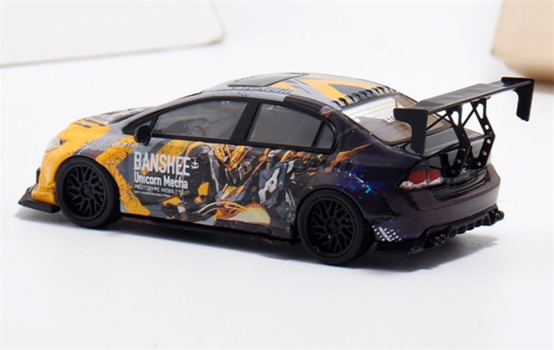 COOL.CAR Honda Civic FD2 explosive redesign mecha livery Yellow regular version Limited Edition 500PCS ONLY 1:64 Car Pre-built Model view2