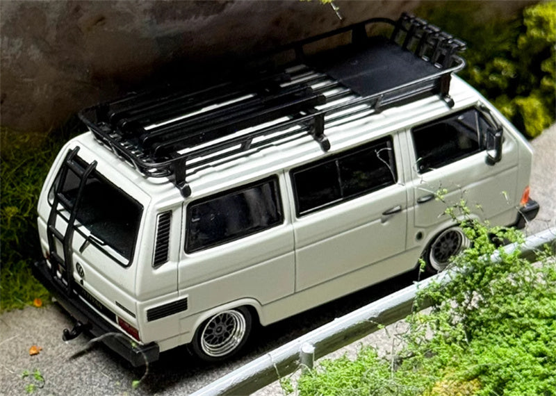 Mortal VW T3 Magway van BBS Lowered Version White - with Accessories 1:64 Car Pre-built Model view4