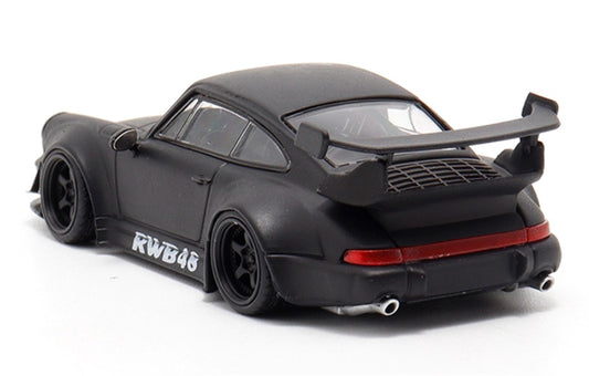 DECODE Porsche RWB 964 matte black wheels RAUH - Welt 1:64 Car Pre-built Model view2