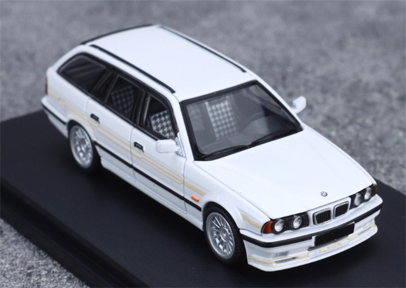 Mortal BMW E34 ALPINA B10 TOURING 5 Series wagon Pearl white Gold Strip Limited Edition 699PCS ONLY 1:64 Car Pre-built Model view6