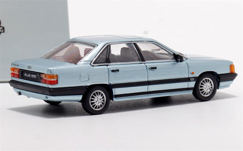 Rhino Model 1989 Audi 100 C3 silver blue 1:64 Car Pre-built Model view4