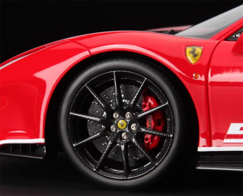 BBR MODELS Ferrari 488 Pista #51 red Black Wheel Red calipers Leather base Limited Edition 30PCS ONLY 1:18 Car Pre-built Model view5