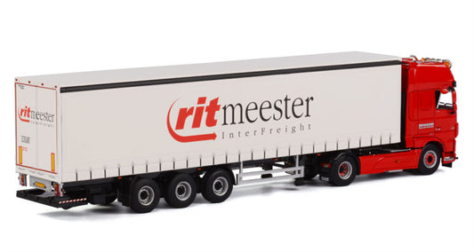 WSI DAF XF 105 SUPER SPACE CAB 4X2 CURTAINSIDE TRAILER - 3 AXLE Bruggers ritmeester 1:50 Truck Pre-built Model