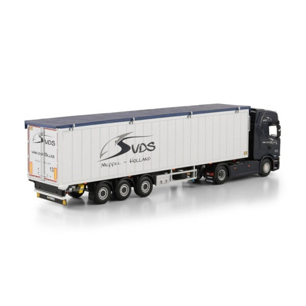 1:50 SCANIA VAN DER SLUIS S CS20H 4X2 TRAILER 3 AXLE WSI  Black Diecast Model