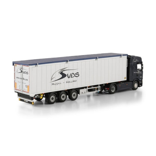 1:50 SCANIA VAN DER SLUIS S CS20H 4X2 TRAILER 3 AXLE WSI  Black Diecast Model